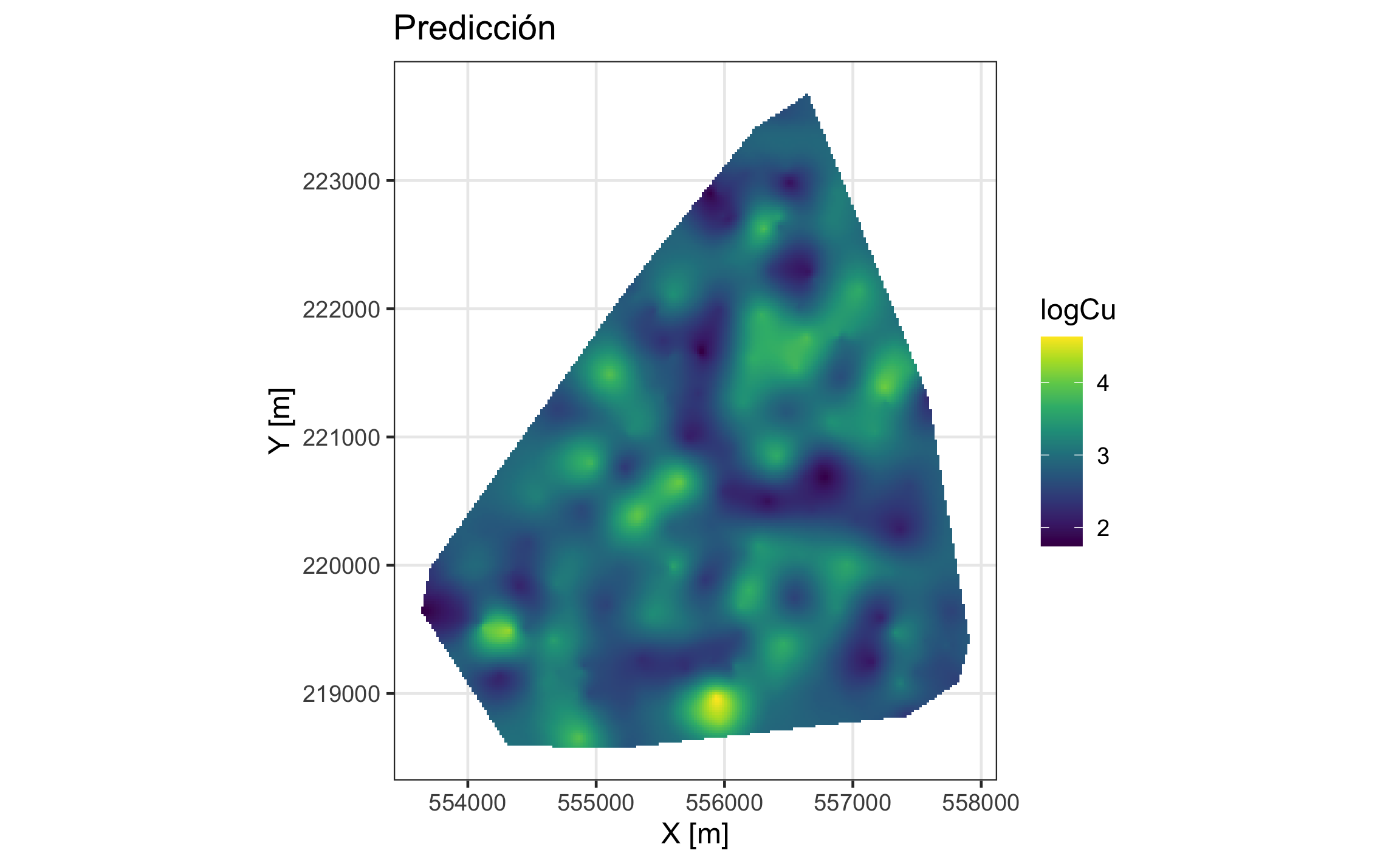 Mapa de predicción para el logaritmo de Cu.