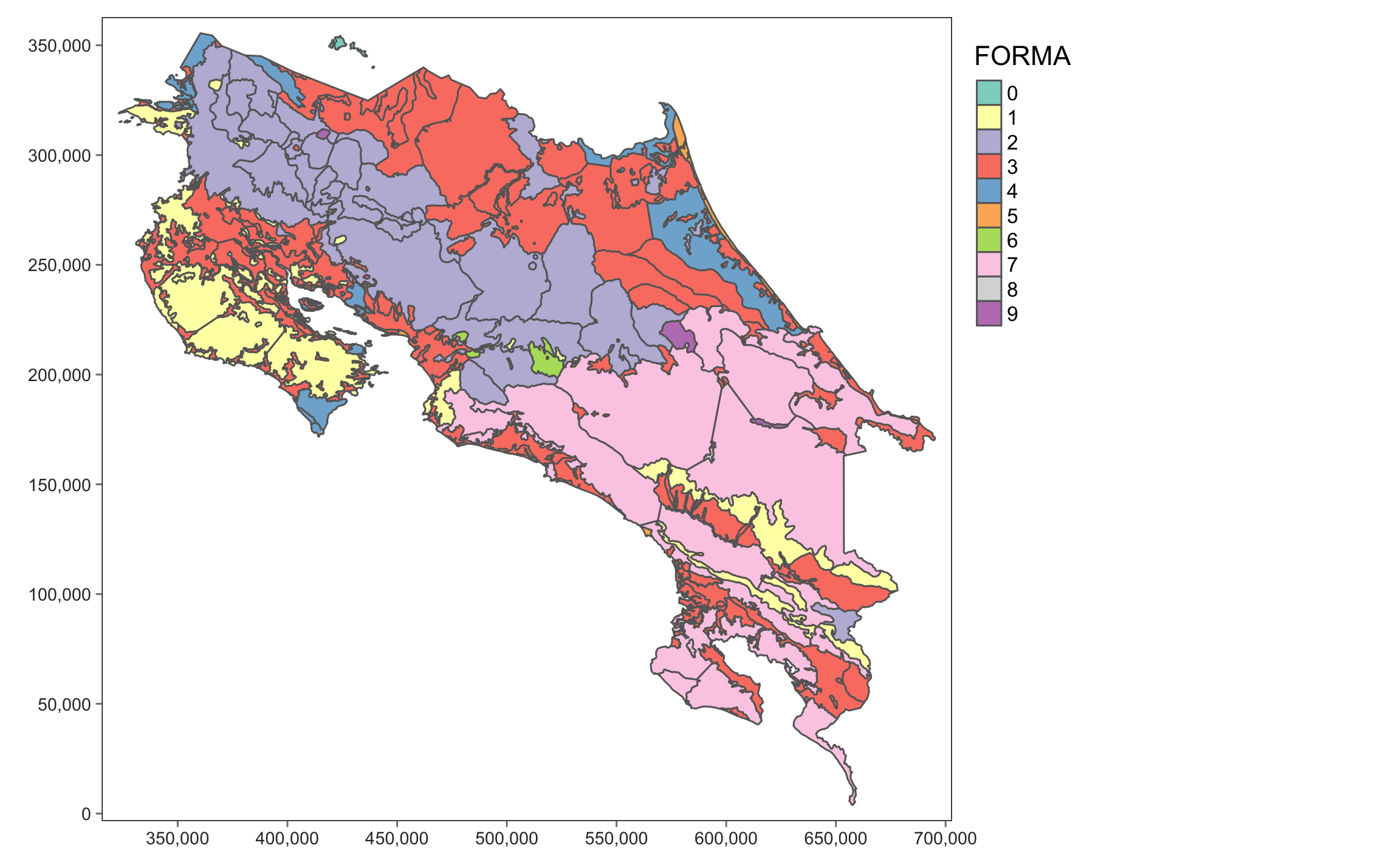 Mapa de poligonos con *tmap*, agregando la grilla de coordenadas sin la líneas internas